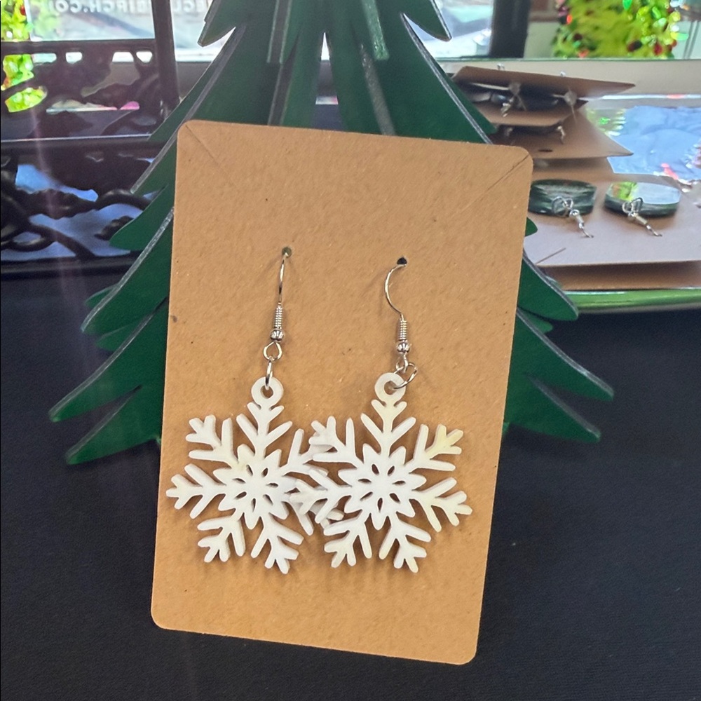 White Snowflake Earrings